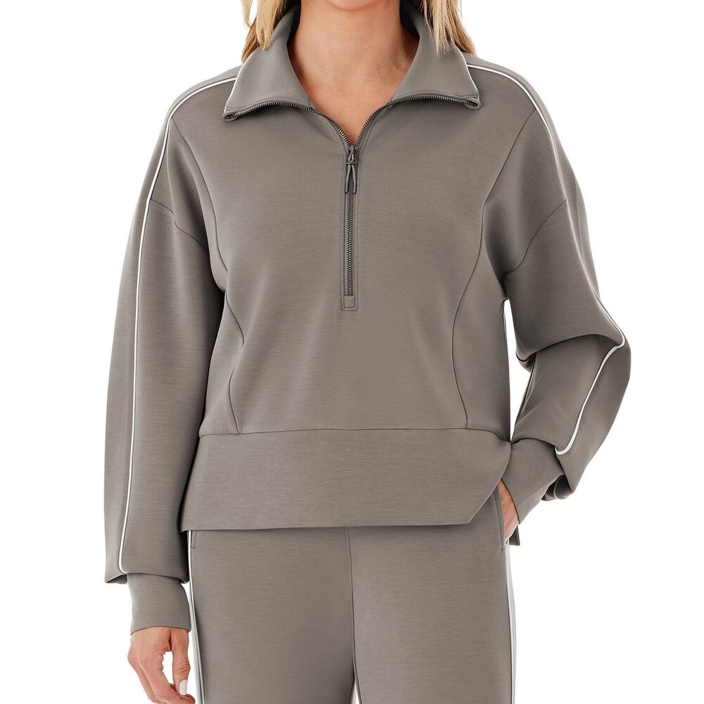 NWT Member's Mark Grey Bisque Women's Sandwash Half-Zip Pullover Size XL